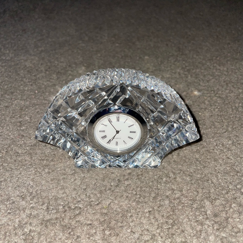 Used Small Kathleen Irish Handblown Crystal With Analog Clock
